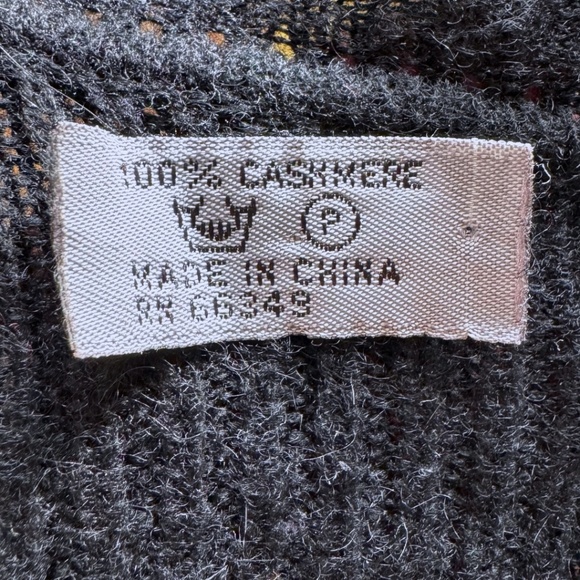 Black 100% Cashmere Ruffle-Trim Open Cardigan / Cape Wrap - Picture 2 of 3